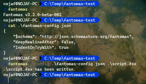 Fantomas configuration via console